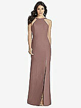 Front View Thumbnail - Sienna High-Neck Backless Crepe Trumpet Gown