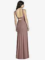 Rear View Thumbnail - Sienna High-Neck Backless Crepe Trumpet Gown