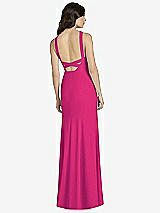 Rear View Thumbnail - Think Pink High-Neck Backless Crepe Trumpet Gown