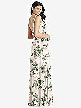 Rear View Thumbnail - Palm Beach Print Tie-Shoulder Chiffon Maxi Dress with Front Slit