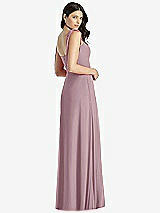 Rear View Thumbnail - Dusty Rose Tie-Shoulder Chiffon Maxi Dress with Front Slit