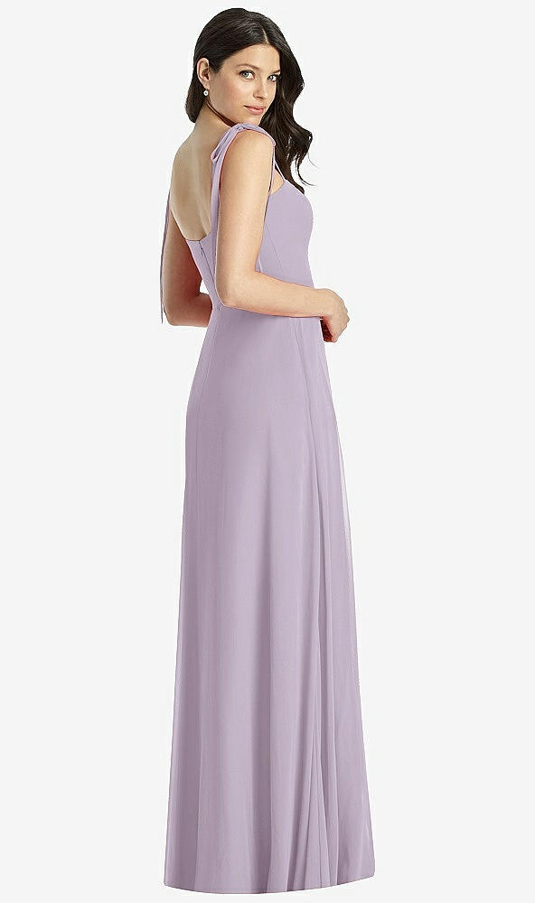 Back View - Lilac Haze Tie-Shoulder Chiffon Maxi Dress with Front Slit