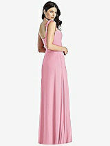 Rear View Thumbnail - Peony Pink Tie-Shoulder Chiffon Maxi Dress with Front Slit