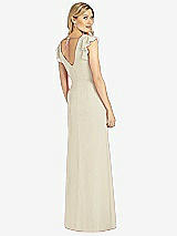 Rear View Thumbnail - Champagne Ruffled Sleeve Mermaid Dress with Front Slit