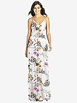 Front View Thumbnail - Butterfly Botanica Ivory Criss Cross Back A-Line Maxi Dress