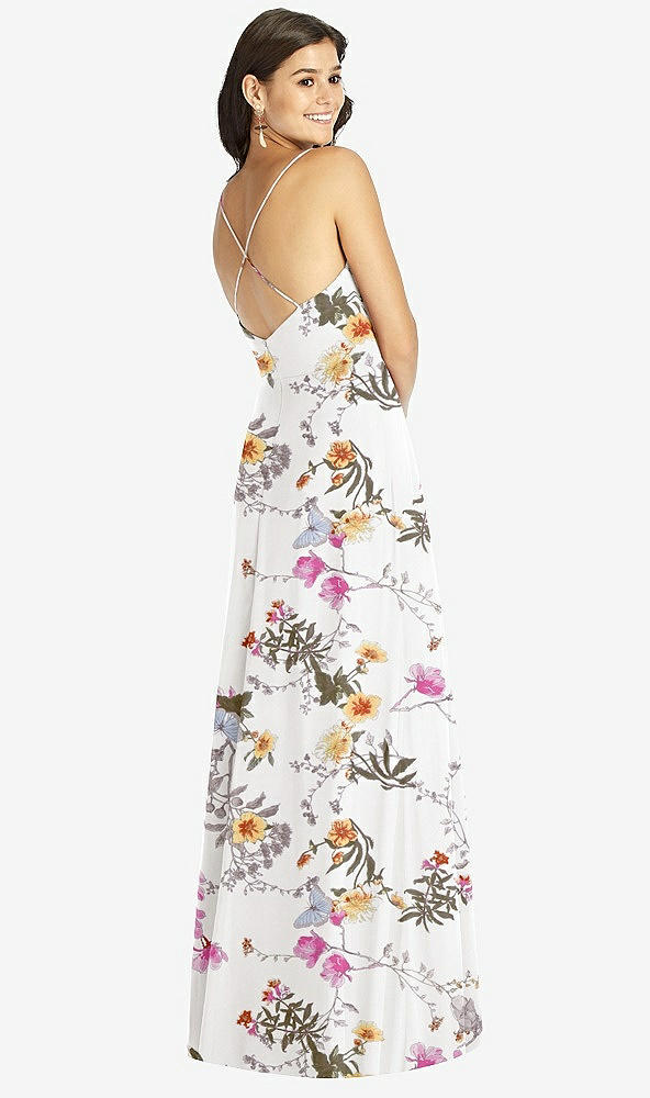 Back View - Butterfly Botanica Ivory Criss Cross Back A-Line Maxi Dress