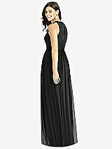 Rear View Thumbnail - Black Shirred Skirt Jewel Neck Halter Dress with Front Slit