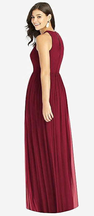 Burgundy high clearance neck bridesmaid dresses