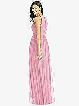 Rear View Thumbnail - Peony Pink Shirred Skirt Jewel Neck Halter Dress with Front Slit