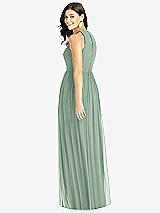 Rear View Thumbnail - Seagrass Shirred Skirt Jewel Neck Halter Dress with Front Slit