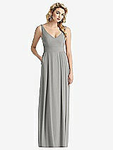 Front View Thumbnail - Chelsea Gray Sleeveless Pleated Skirt Maxi Dress with Pockets