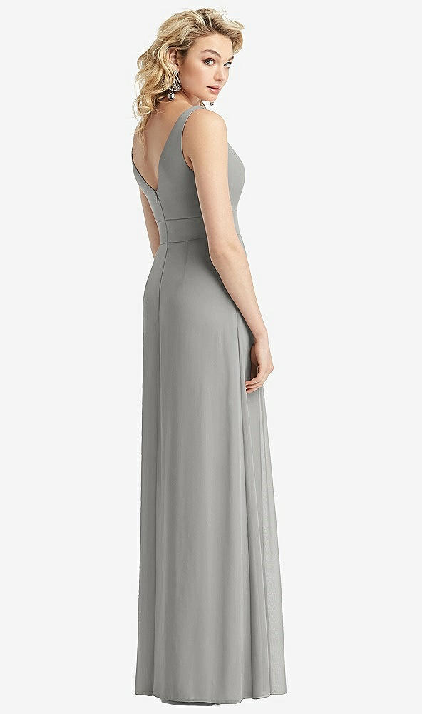 Back View - Chelsea Gray Sleeveless Pleated Skirt Maxi Dress with Pockets