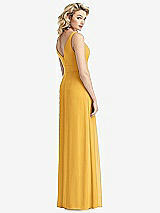 Rear View Thumbnail - NYC Yellow Sleeveless Pleated Skirt Maxi Dress with Pockets