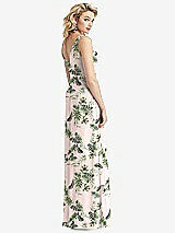 Rear View Thumbnail - Palm Beach Print Sleeveless Pleated Skirt Maxi Dress with Pockets
