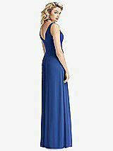 Rear View Thumbnail - Classic Blue Sleeveless Pleated Skirt Maxi Dress with Pockets