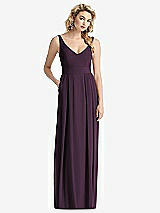 Front View Thumbnail - Aubergine Sleeveless Pleated Skirt Maxi Dress with Pockets