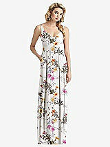 Front View Thumbnail - Butterfly Botanica Ivory Sleeveless Pleated Skirt Maxi Dress with Pockets
