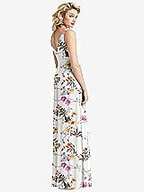 Rear View Thumbnail - Butterfly Botanica Ivory Sleeveless Pleated Skirt Maxi Dress with Pockets