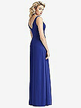 Rear View Thumbnail - Cobalt Blue Sleeveless Pleated Skirt Maxi Dress with Pockets