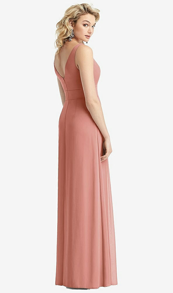 Back View - Desert Rose Sleeveless Pleated Skirt Maxi Dress with Pockets