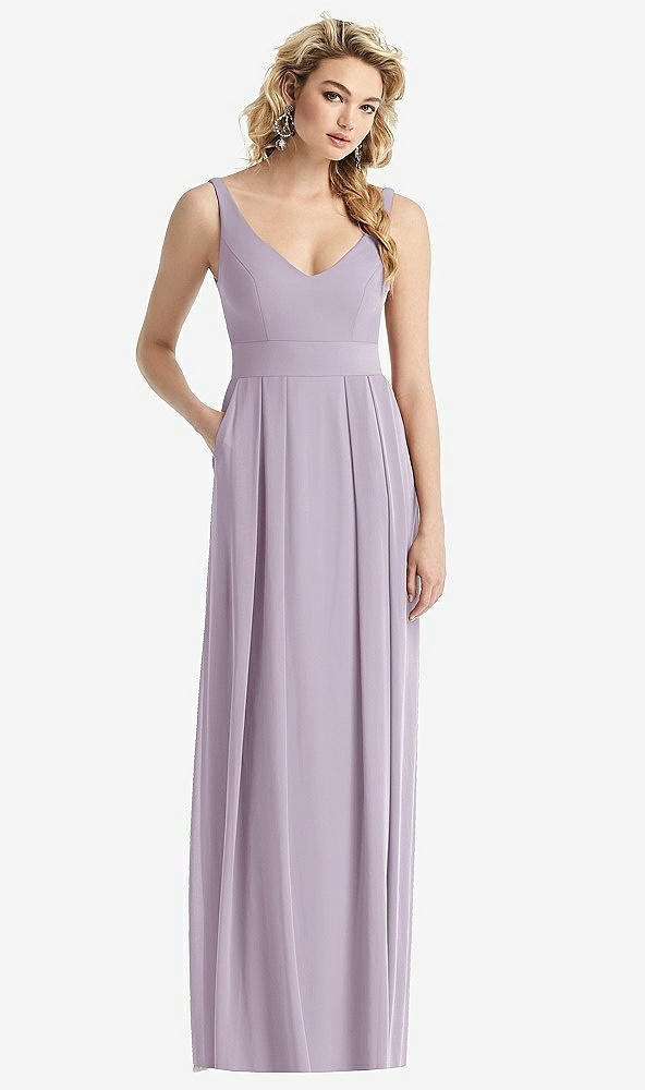 Front View - Lilac Haze Sleeveless Pleated Skirt Maxi Dress with Pockets