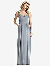 Front View Thumbnail - Platinum Sleeveless Pleated Skirt Maxi Dress with Pockets