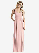 Front View Thumbnail - Rose - PANTONE Rose Quartz Sleeveless Pleated Skirt Maxi Dress with Pockets