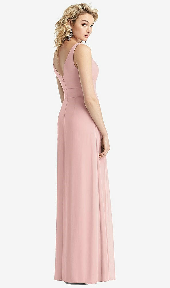 Back View - Rose - PANTONE Rose Quartz Sleeveless Pleated Skirt Maxi Dress with Pockets