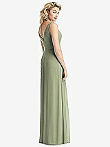 Rear View Thumbnail - Sage Sleeveless Pleated Skirt Maxi Dress with Pockets