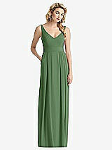 Front View Thumbnail - Vineyard Green Sleeveless Pleated Skirt Maxi Dress with Pockets