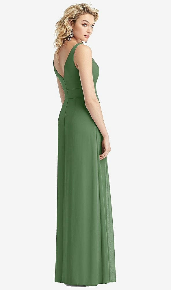 Back View - Vineyard Green Sleeveless Pleated Skirt Maxi Dress with Pockets