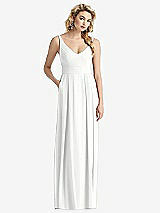 Front View Thumbnail - White Sleeveless Pleated Skirt Maxi Dress with Pockets