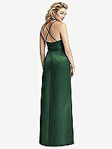 Rear View Thumbnail - Hampton Green Pleated Skirt Satin Maxi Dress with Pockets