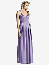 Front View Thumbnail - Passion Pleated Skirt Satin Maxi Dress with Pockets
