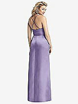 Rear View Thumbnail - Passion Pleated Skirt Satin Maxi Dress with Pockets