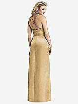 Rear View Thumbnail - Venetian Gold Pleated Skirt Satin Maxi Dress with Pockets