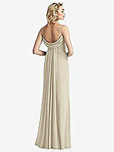 Front View Thumbnail - Champagne Shirred Sash Cowl-Back Chiffon Trumpet Gown