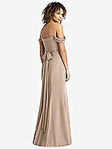 Rear View Thumbnail - Topaz Off-the-Shoulder Criss Cross Bodice Trumpet Gown