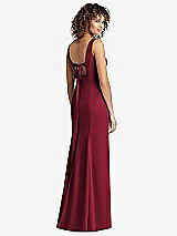 Front View Thumbnail - Burgundy Sleeveless Tie Back Chiffon Trumpet Gown