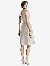 Rear View Thumbnail - Taupe Cap Sleeve Pleated Cocktail Dress with Pockets
