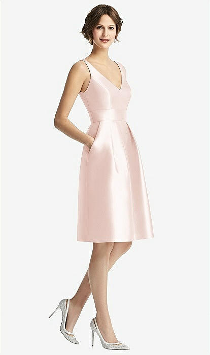 Champagne Bridesmaid Dresses V-Neck A line Long Sexy Pleated for