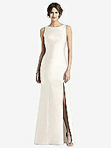 Front View Thumbnail - Ivory Sleeveless Satin Trumpet Gown with Bow at Open-Back