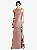 Front View Thumbnail - Neu Nude Sleeveless Satin Trumpet Gown with Bow at Open-Back