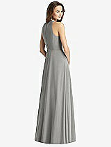 Rear View Thumbnail - Chelsea Gray Sleeveless Halter Chiffon Maxi Dress
