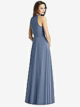 Rear View Thumbnail - Larkspur Blue Sleeveless Halter Chiffon Maxi Dress