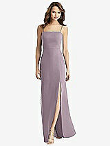 Rear View Thumbnail - Lilac Dusk Tie-Back Cutout Trumpet Gown with Front Slit