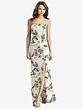 Rear View Thumbnail - Palm Beach Print Tie-Back Cutout Trumpet Gown with Front Slit