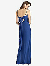 Front View Thumbnail - Classic Blue Tie-Back Cutout Trumpet Gown with Front Slit