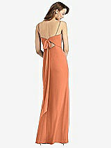 Front View Thumbnail - Sweet Melon Tie-Back Cutout Trumpet Gown with Front Slit