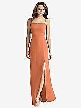 Rear View Thumbnail - Sweet Melon Tie-Back Cutout Trumpet Gown with Front Slit
